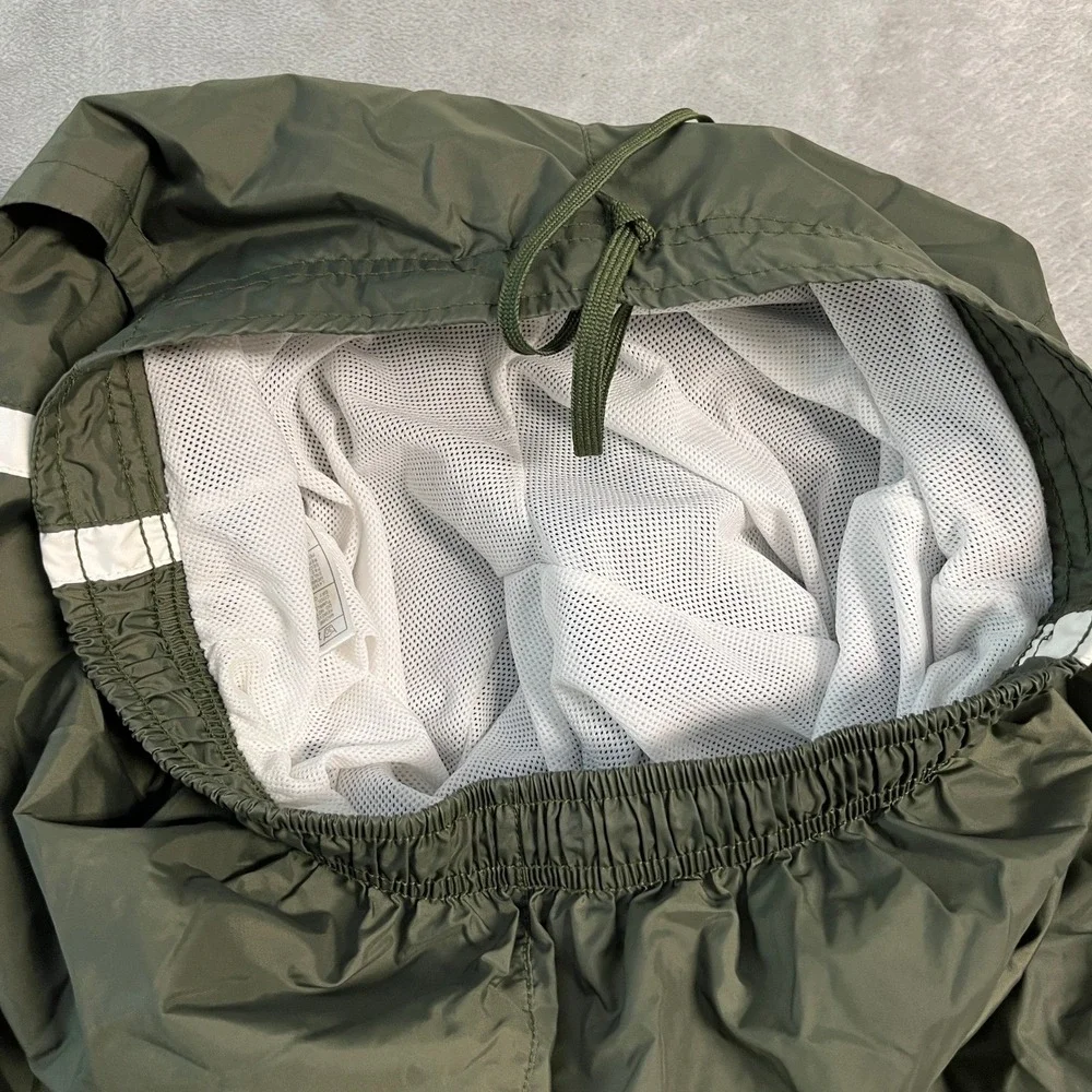Vintage 90s Nike Baggy Track Pants Olive Green White Stripe Mesh Lined Womens M